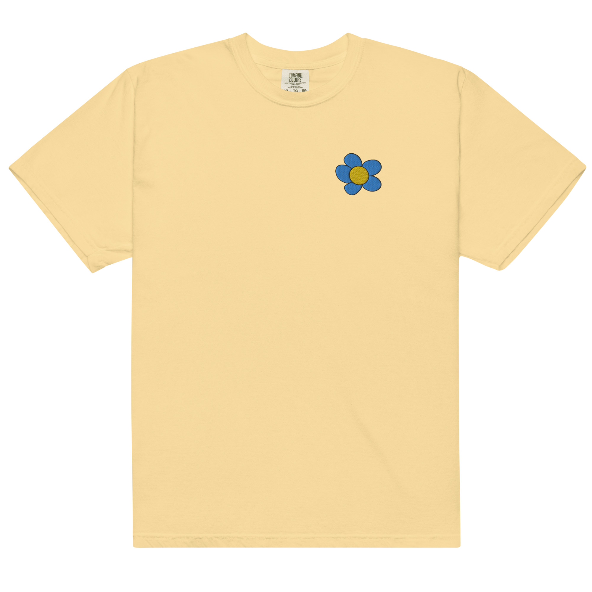 Blue Flower Embroidered Tee